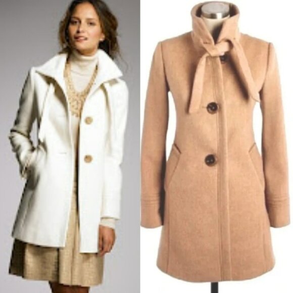 J. Crew Jackets & Blazers - Retro Y2K J. Crew Carrie Caramel Wool Cashmere Flared Hem Standing Collar Coat